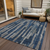 8' X 10' Navy Blue And Denim Blue Striped Washable Indoor Outdoor Area Rug