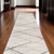20' Gray And Ivory Geometric Runner Rug