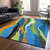 8' X 10' Denim Blue Copper And Green Abstract Washable Indoor Outdoor Area Rug