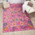 5' X 7' Fuchsia And Orange Floral Distressed Area Rug