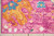 5' X 7' Fuchsia And Orange Floral Distressed Area Rug