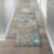 Homeroots Home Decor Charcoal and Blue Big Flower Runner Rug, 2 x 8 Inch