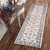 8' Gray And Ivory Floral Medallion Runner Rug Polypropylene