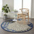 4’ Round Blue Large Floral Indoor Outdoor Area Rug - 4512822808918