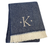 Herringbone Cotton Blend K Initial Throw Blanket with Tassels And Embroidery