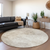8' Ivory And Beige Round Abstract Washable Indoor Outdoor Area Rug