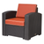 Heavy Duty Plastic Outdoor Club Chair With Red Cushion