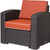 Heavy Duty Plastic Outdoor Club Chair With Red Cushion