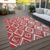 8' X 10' Red And Ivory Geometric Washable Indoor Outdoor Area Rug