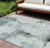 10' X 14' Teal Blue Silver And Gray Abstract Washable Indoor Outdoor Area Rug