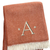 Herringbone Cotton Blend A Initial Throw Blanket with Tassels And Embroidery