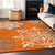 9' X 12' Orange Gray And Ivory Floral Medallion Washable Indoor Outdoor Area Rug