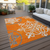 9' X 12' Orange Gray And Ivory Floral Medallion Washable Indoor Outdoor Area Rug