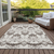 9' X 12' Chocolate Taupe And Beige Oriental Washable Indoor Outdoor Area Rug