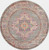 4' Gray And Gold Medallion Distressed Round Rug
