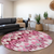 8' Blush Pink And Mauve Round Abstract Washable Indoor Outdoor Area Rug