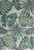 3' X 5' Beige Teal And Green Tropical Botanical Area Rug