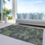 8' X 10' Green Charcoal And Black Floral Washable Indoor Outdoor Area Rug
