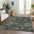 8' X 10' Green Charcoal And Black Floral Washable Indoor Outdoor Area Rug