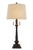 32" Charcoal Two Light Table Lamp With Tan Drum Shade