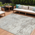 10' X 14' Ivory Beige And Taupe Floral Washable Indoor Outdoor Area Rug