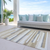 10' X 14' Ivory Beige And Taupe Striped Washable Indoor Outdoor Area Rug