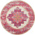 5' Ivory And Fuchsia Oriental Distressed Round Rug