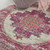 5' Ivory And Fuchsia Oriental Distressed Round Rug