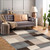 8' Gray Tan And Brown Patchwork Square Rug Polypropylene