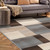8' Gray Tan And Brown Patchwork Square Rug Polypropylene