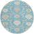 8' Teal Blue Gray And Ivory Round Damask Washable Indoor Outdoor Area Rug