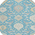 8' Teal Blue Gray And Ivory Round Damask Washable Indoor Outdoor Area Rug