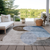 8' X 10' Denim Blue Brown And Beige Geometric Washable Indoor Outdoor Area Rug