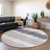 8' Lavender Purple And Ivory Round Striped Washable Indoor Outdoor Area Rug