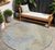 8' Taupe Gray And Beige Round Floral Washable Indoor Outdoor Area Rug