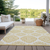 9' X 12' Gold And Ivory Medallion Washable Indoor Outdoor Area Rug