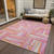 8' X 10' Blush Ivory And Orange Geometric Washable Indoor Outdoor Area Rug