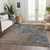 10' X 14' Navy Blue And Brown Abstract Washable Indoor Outdoor Area Rug