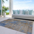 10' X 14' Navy Blue And Brown Abstract Washable Indoor Outdoor Area Rug