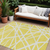 8' X 10' Yellow And Linen Geometric Washable Indoor Outdoor Area Rug