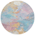 8' Teal Blue Gold And Pink Round Abstract Washable Indoor Outdoor Area Rug