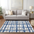 9' X 12' Navy Blue Gray And Silver Striped Washable Indoor Outdoor Area Rug