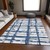 9' X 12' Navy Blue Gray And Silver Striped Washable Indoor Outdoor Area Rug