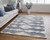 2' X 3' Tan Ivory And Blue Chevron Power Loom Stain Resistant Area Rug