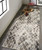 8' Ivory Gray And Taupe Abstract Stain Resistant Runner Rug