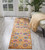 6' Blue And Orange Floral Distressed Runner Rug