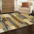 7' X 9' Blue And Beige Patchwork Area Rug