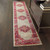 10' Ivory And Fuchsia Oriental Distressed Runner Rug