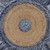 6' Beige And Blue Abstract Geometric Hand Woven Round Rug