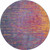 4' Blue And Orange Abstract Round Rug